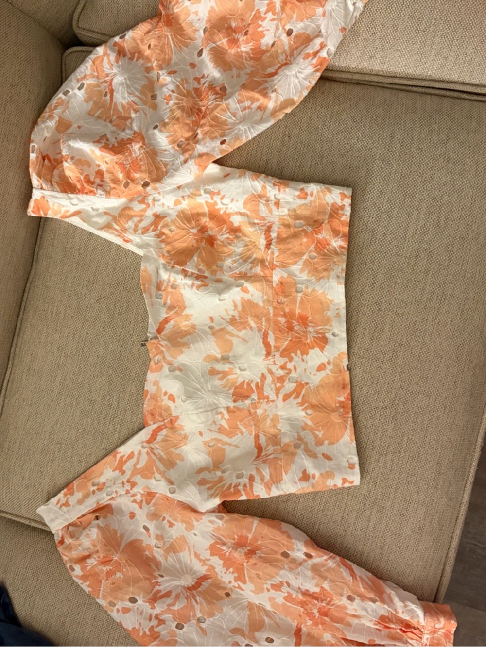 SHEIN Orange Floral Off-Shoulder Crop Top
